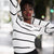 Sinsay Women's Black & White Striped Knitted Blouse
