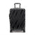 Black suitcase with diagonal stripes on a white background