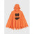 An orange hooded cape costume with jagged edges and a black jack-o'-lantern face printed on the front, shown against a light gray background.