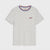 A light gray heather crewneck t-shirt with a striped collar in blue, red, and white, featuring a small red and blue embroidered logo on the left chest. The brand 'Jogger' is visible on the inner neck label.