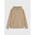 A plain beige pullover hoodie with a kangaroo pocket, shown flat against a light gray background.