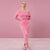 Sinsay Women's Pink Fold-Over Off-Shoulder Sweater Midi Dress