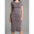 Sinsay Women's Taupe Short Sleeve Bodycon Midi Dress