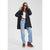 Sinsay Women's Black Faux-Fur Hooded Parka Jacket