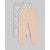 Two pairs of children's leggings laid flat on a light gray background: one pair is solid pale peach-beige, and the other pair has a small floral print in purple, green, and pink on a white base.