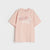 A light pink short-sleeve t-shirt with a graphic print on the front reading 'THE REBEL SOULS' in white and dark pink, displayed against a light gray background.