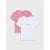 Two children's short-sleeve T-shirts displayed on a light gray background. The front shirt is white with pink cursive text reading 'non plus plus' and a small pink heart.