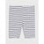 White cropped leggings with thin black horizontal stripes, shown flat against a light gray background.
