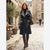 Judith Williams Women's Black And Grey Mixed-Media Wool & Faux Leather Trench Coat