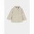 A beige tweed jacket for toddlers, featuring a soft cream collar, long sleeves, and two heart-shaped patch pockets on the front, displayed against a light gray background.