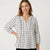Wrangler Women's White & Black Plaid 3/4 Sleeves Lightweight Elastic Cuffs Blouse