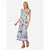 Adrianna Papell Women's White/Blue Printed Ruffle Midi Dress