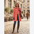 DKNY Women's Bright Coral Double-Breasted Trench Coat