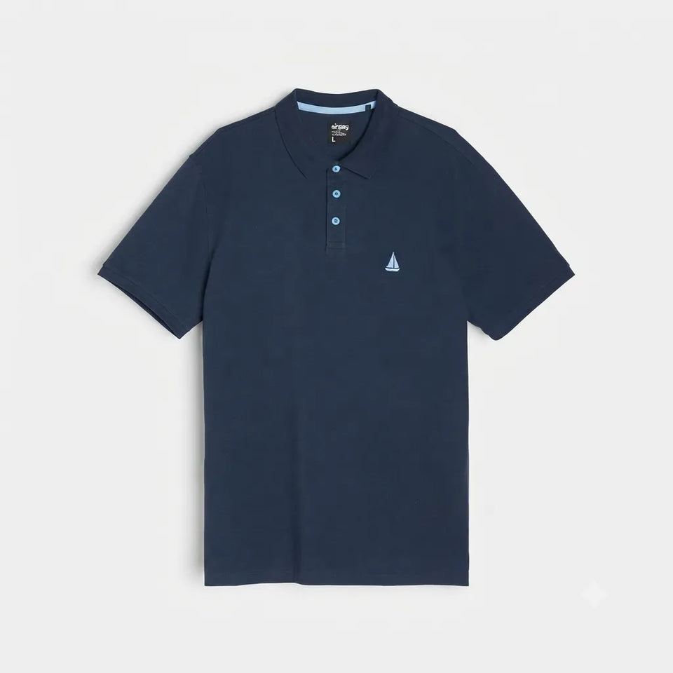 Sinsay Men's Navy Cotton Polo T-Shirt