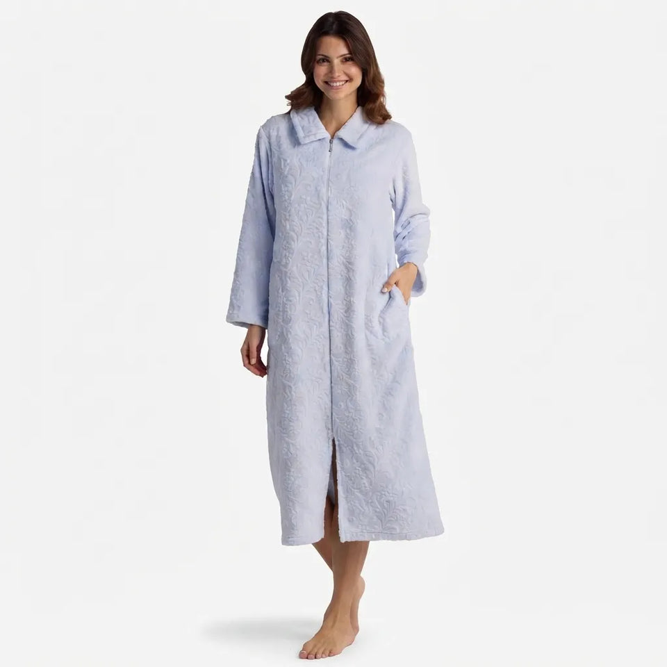 Miss Elaine Women's Light Blue Long Fleece Sleep Robe