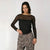 Sinsay Women's Black Sheer Sleeves Blouse