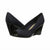 A pair of women's navy blue satin wedge pumps with open toes and glossy black wedge heels, shown against a plain white background.