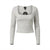Planet Heart Women's Gray Squared Neck Long Sleeve Blouse