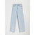 Light wash blue denim jeans with a straight-leg fit, laid flat against a light gray background.