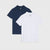 Two short-sleeve polo shirts by Jigsaw, one in navy blue and one in white, arranged overlapping on a light gray background.
