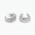 A pair of silver huggie hoop earrings with a highly textured, organic, wavy surface, shown on a clean white background.