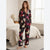 Room Service Women's Black Floral Print Long-Sleeve Pajama Top