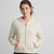 Self Esteem Women's Cream Brushed Ribbed Full-Zip Crop Jacket