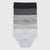 A 5-pack of women's seamless briefs in various shades of gray and black, stacked vertically. The waistbands are light gray and feature the brand name 'SNSY' printed repeatedly.