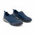 Pair of blue casual shoes with zippers on a white background