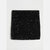 A square black sequined fabric accessory, likely a scarf or pocket square, displayed flat against a light gray background.