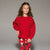 Sinsay Girl's Red Eyelet Embroidered Ruffles Sweatshirt