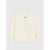 An off-white long-sleeve crewneck sweatshirt with a small embroidered graphic of two hearts on the chest, displayed against a light gray background.