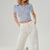 Sinsay Women's Baby Blue Flowers Graphics Cropped T-Shirt