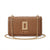 A brown ostrich-textured leather shoulder bag by Karl Lagerfeld Paris, featuring a gold-tone metal frame clasp and a gold-tone chain strap, shown against a plain white background.