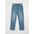 Light blue denim jeans with a straight-leg fit, shown flat against a light gray background.