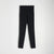 Black high-waisted leggings with side pockets, laid flat against a light gray background.