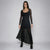 Sinsay Women's Black Fitted Lace Bodice Semi-Sheer Flare Maxi Dress