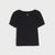 Sinsay Girl's Black Ribbed Crew Neck Cotton T-Shirt