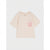 A light beige short-sleeve t-shirt with a pink graphic on the left chest reading 'BEACH PARTY' with a palm tree design, displayed flat against a light gray background.
