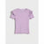 A light purple ribbed short-sleeve top with ruffled trim on the shoulders and hem, displayed flat against a light gray background.