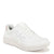 A white low-top sneaker with a perforated 'ny' logo on the side, white laces, and a thick white sole, shown against a plain white background.