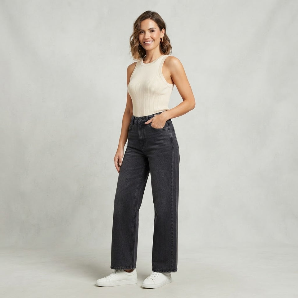 It's Basic Women's Washed Black High-Waist Jeans