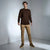 Sinsay Men's Khaki Green Slim-Fit Trousers
