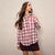 Sinsay Women's Pink Checkered Chest Pocket Long-Sleeves Shirt