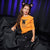 Sinsay Girl's Orange & Black Cat Printed Blouse