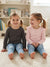 Sinsay Girl's Pink & Dark Grey Ruffled Shoulders Pack Of 2 Blouses