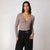 Sinsay Women' Khaki Ribbed Long-Sleeves Bodysuit