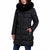 Tahari Women's Black Faux-Fur Trim Hooded Puffer Coat
