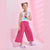 Sinsay Girl's Fuchsia Wide-Leg Cropped Pants