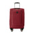 A red hard-shell carry-on suitcase with an extended silver telescoping handle and four spinner wheels, shown on a plain white background.